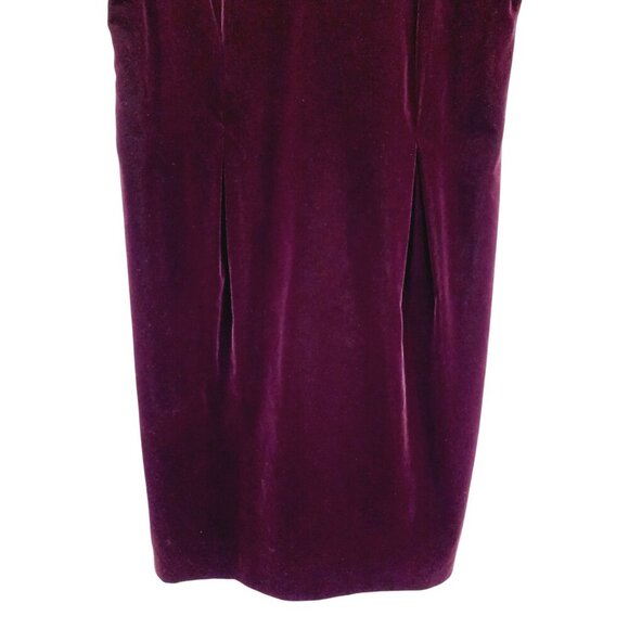 Maggy London Petites Velvet Mid Dress  Burgundy Short Sleeve Scalloped Size 14 - Picture 4 of 11